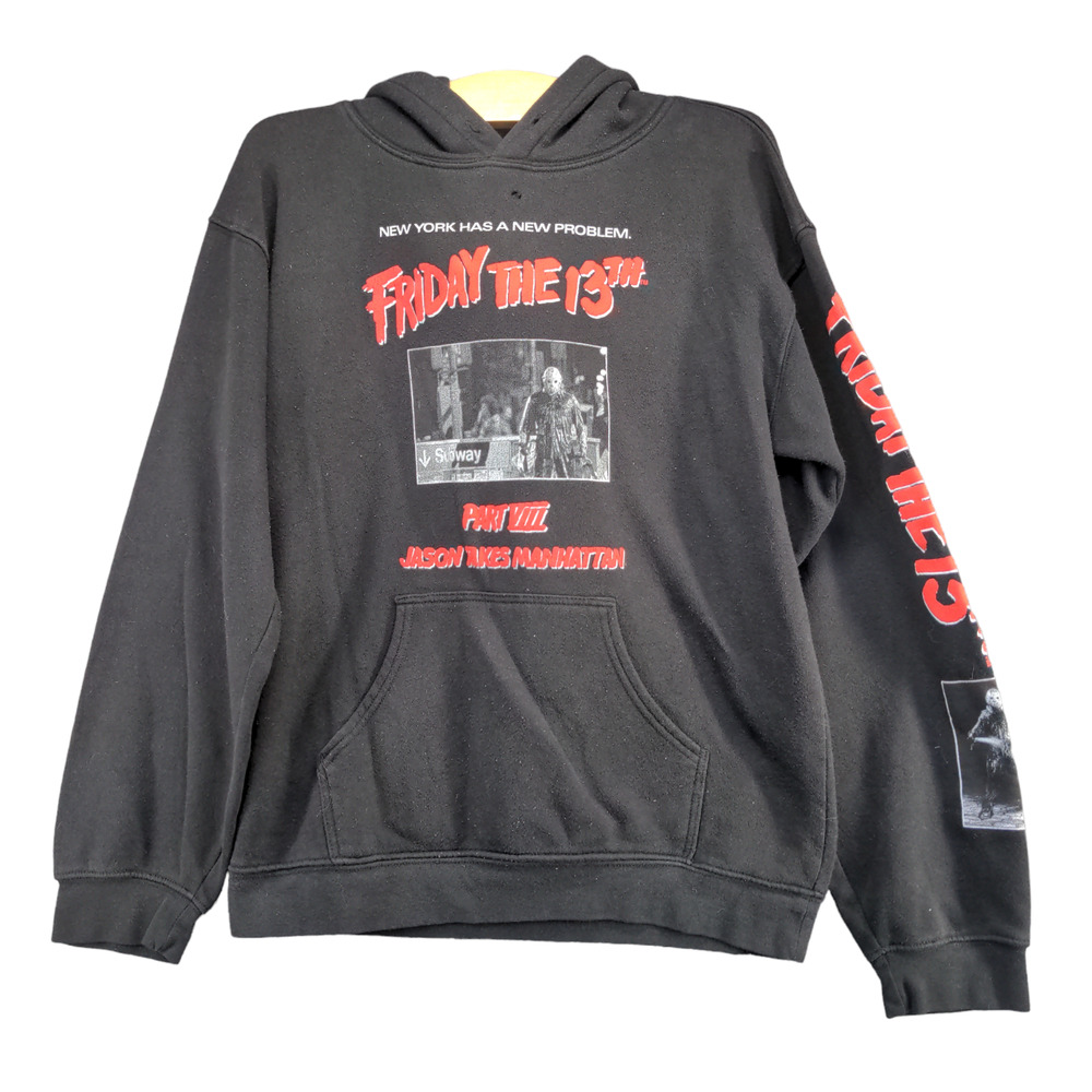 Friday The 13th Men's Part VIII Jason Takes Manhattan Graphic Hoodie Black Small